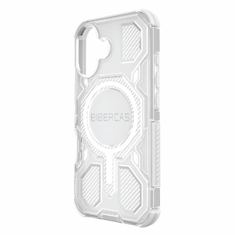 BIBERCAS J-16 Transparent Series For iPhone 16 Case Compatible with MagSafe TPU + PC Phone Cover - Grey