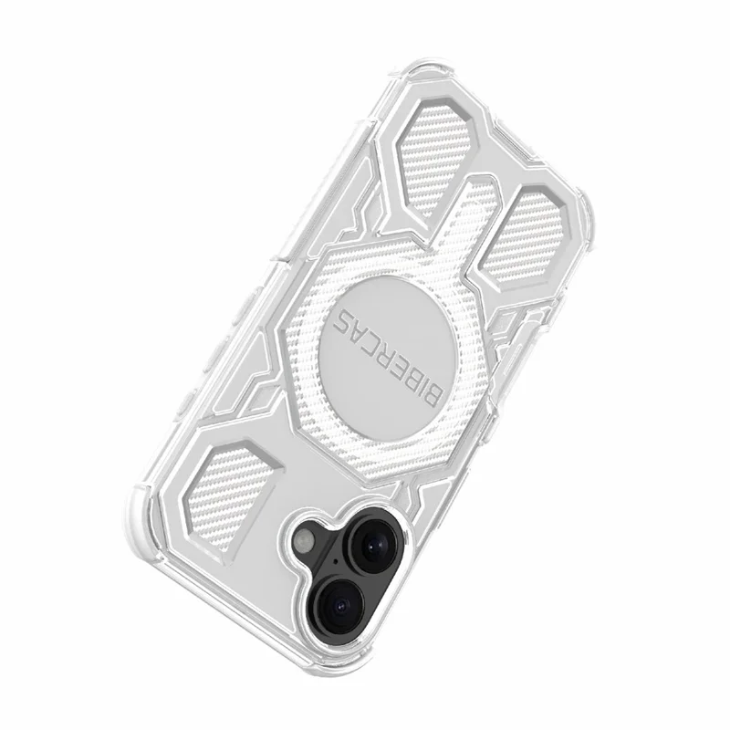 BIBERCAS J-16 Transparent Series For iPhone 16 Case Compatible with MagSafe TPU + PC Phone Cover - Grey
