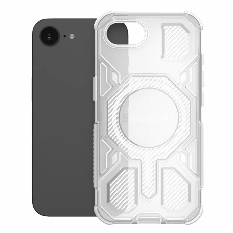 BIBERCAS J-16 Transparent Series For iPhone 16e Case Compatible with MagSafe TPU + PC Phone Cover - Grey