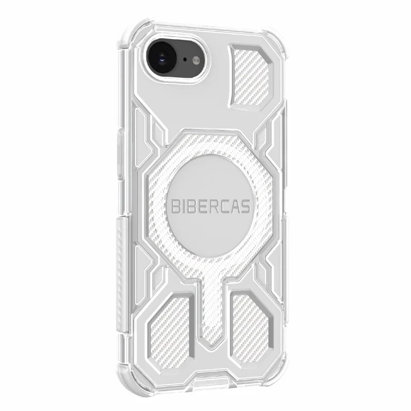 BIBERCAS J-16 Transparent Series For iPhone 16e Case Compatible with MagSafe TPU + PC Phone Cover - Grey