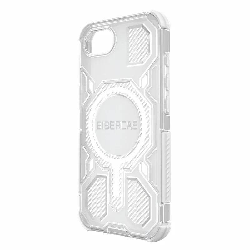 BIBERCAS J-16 Transparent Series For iPhone 16e Case Compatible with MagSafe TPU + PC Phone Cover - Grey