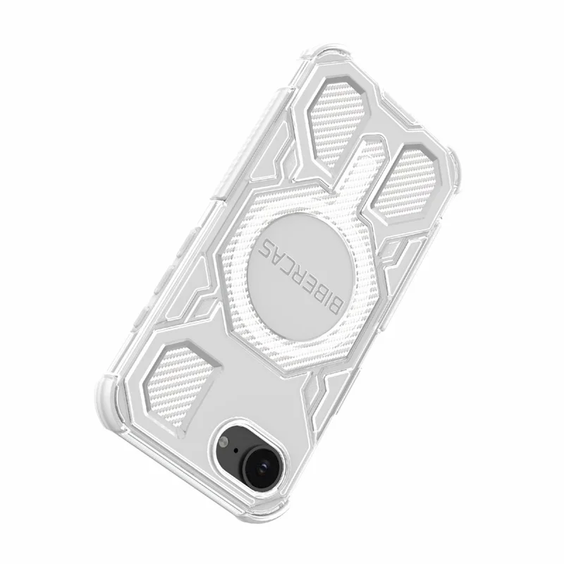 BIBERCAS J-16 Transparent Series For iPhone 16e Case Compatible with MagSafe TPU + PC Phone Cover - Grey