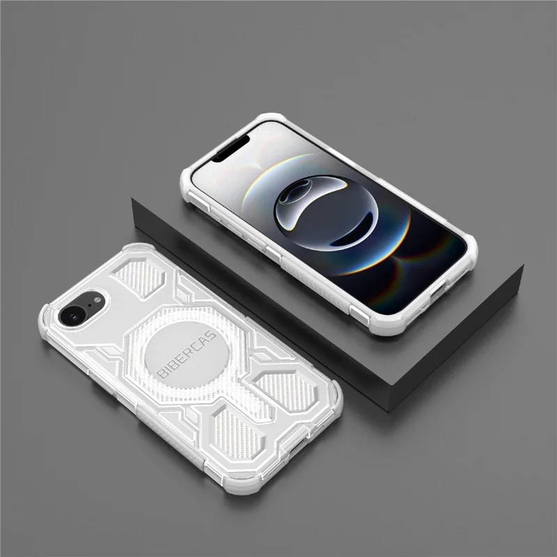 BIBERCAS J-16 Transparent Series For iPhone 16e Case Compatible with MagSafe TPU + PC Phone Cover - Grey