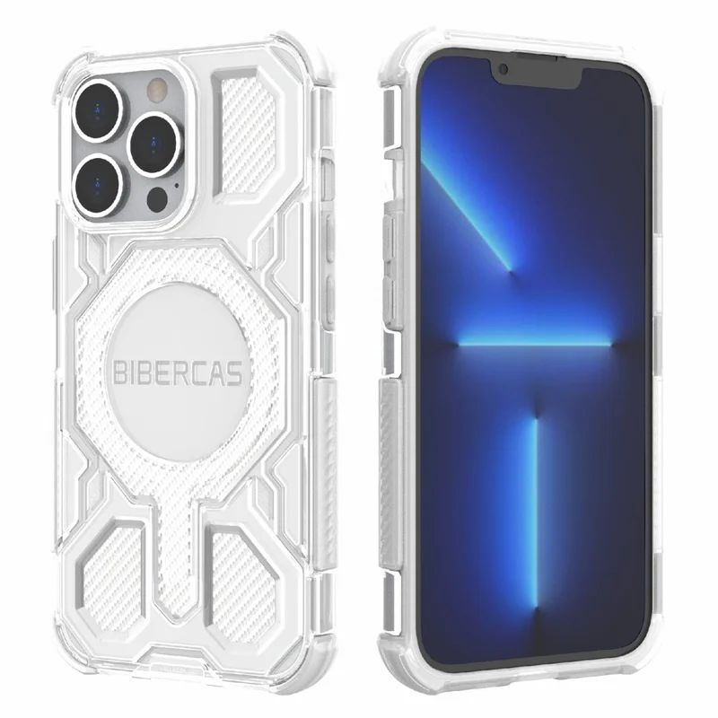 BIBERCAS J-16 Transparent Series For iPhone 13 Pro Case Compatible with MagSafe TPU + PC Phone Cover - Grey