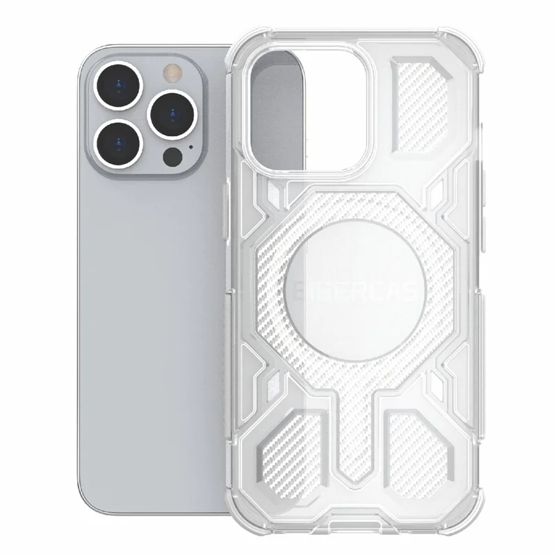 BIBERCAS J-16 Transparent Series For iPhone 13 Pro Case Compatible with MagSafe TPU + PC Phone Cover - Grey