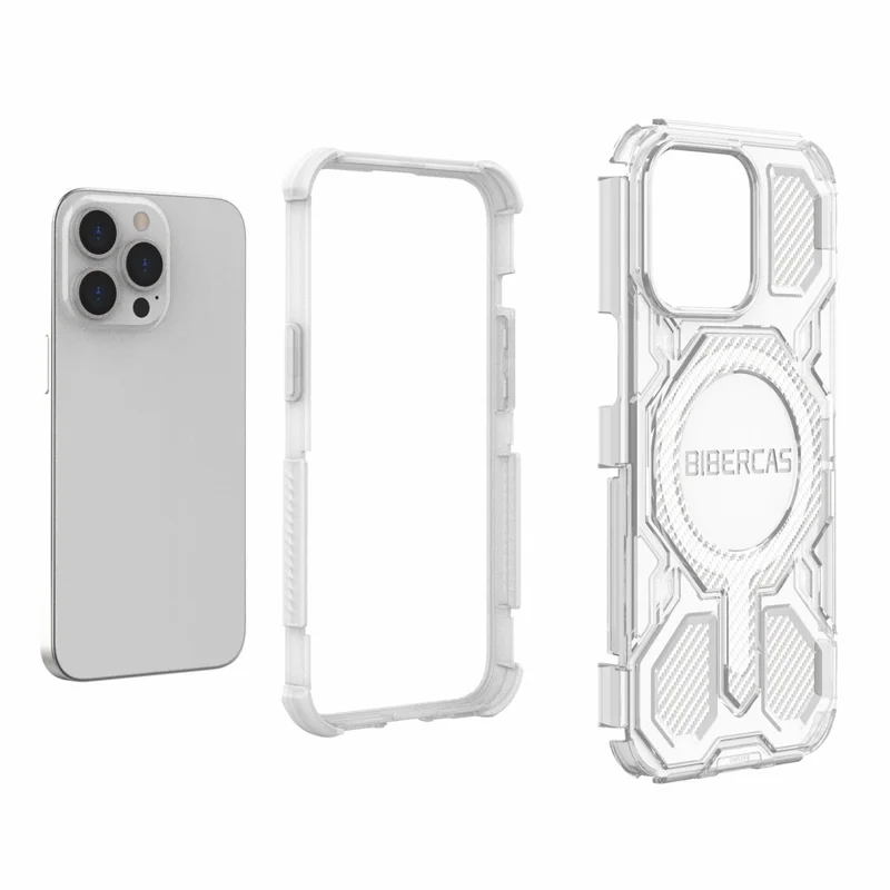 BIBERCAS J-16 Transparent Series For iPhone 13 Pro Case Compatible with MagSafe TPU + PC Phone Cover - Grey