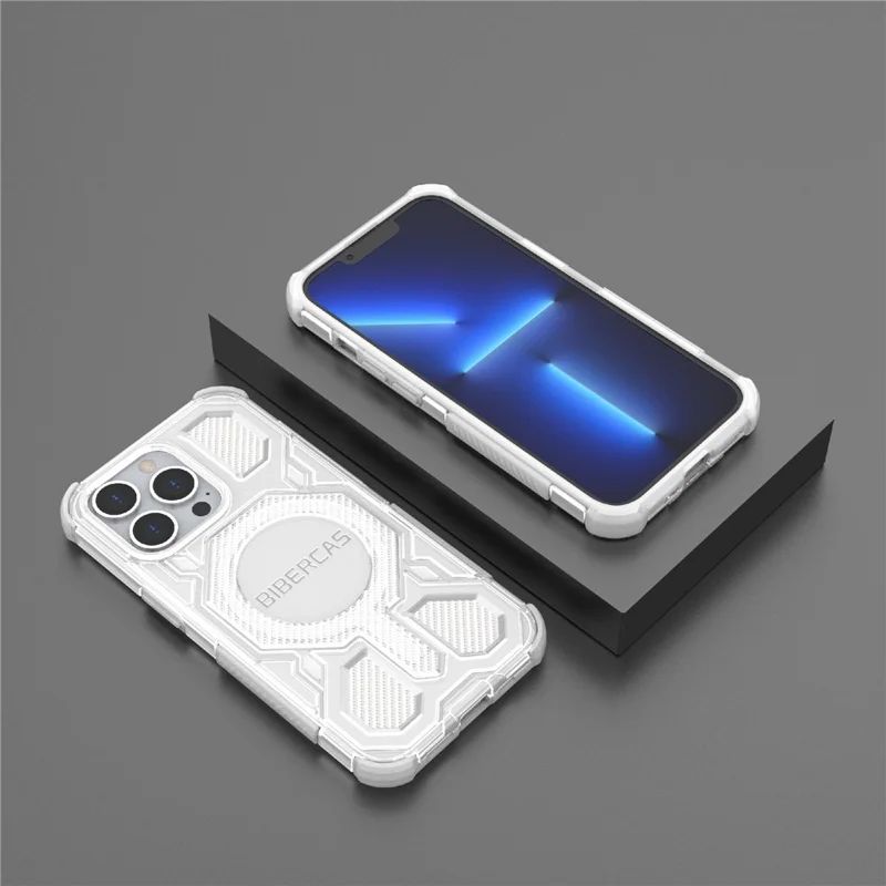 BIBERCAS J-16 Transparent Series For iPhone 13 Pro Case Compatible with MagSafe TPU + PC Phone Cover - Grey