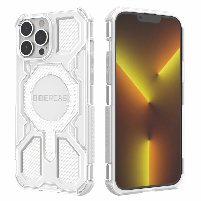 BIBERCAS J-16 Transparent Series For iPhone 13 Pro Max Case Compatible with MagSafe TPU + PC Phone Cover - Grey