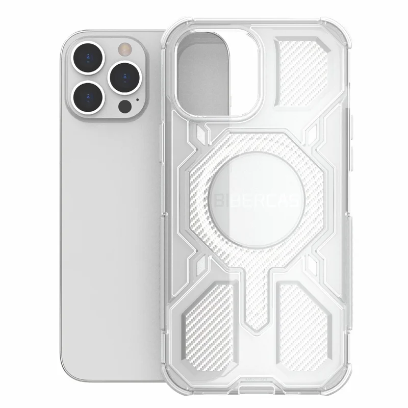 BIBERCAS J-16 Transparent Series For iPhone 13 Pro Max Case Compatible with MagSafe TPU + PC Phone Cover - Grey