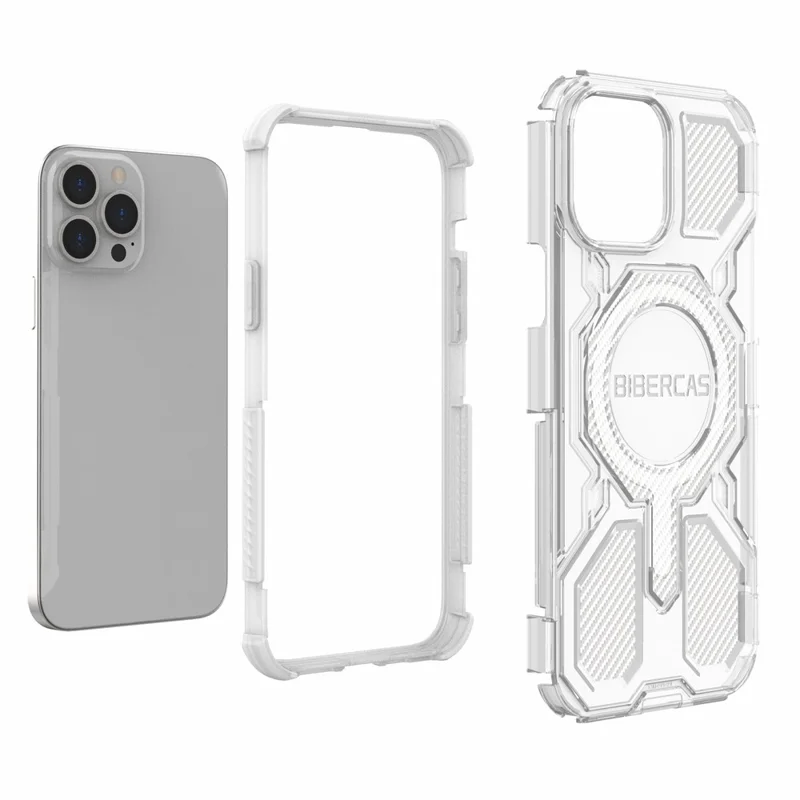 BIBERCAS J-16 Transparent Series For iPhone 13 Pro Max Case Compatible with MagSafe TPU + PC Phone Cover - Grey