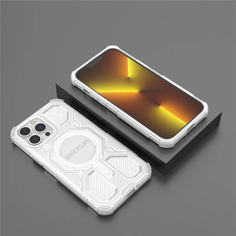BIBERCAS J-16 Transparent Series For iPhone 13 Pro Max Case Compatible with MagSafe TPU + PC Phone Cover - Grey