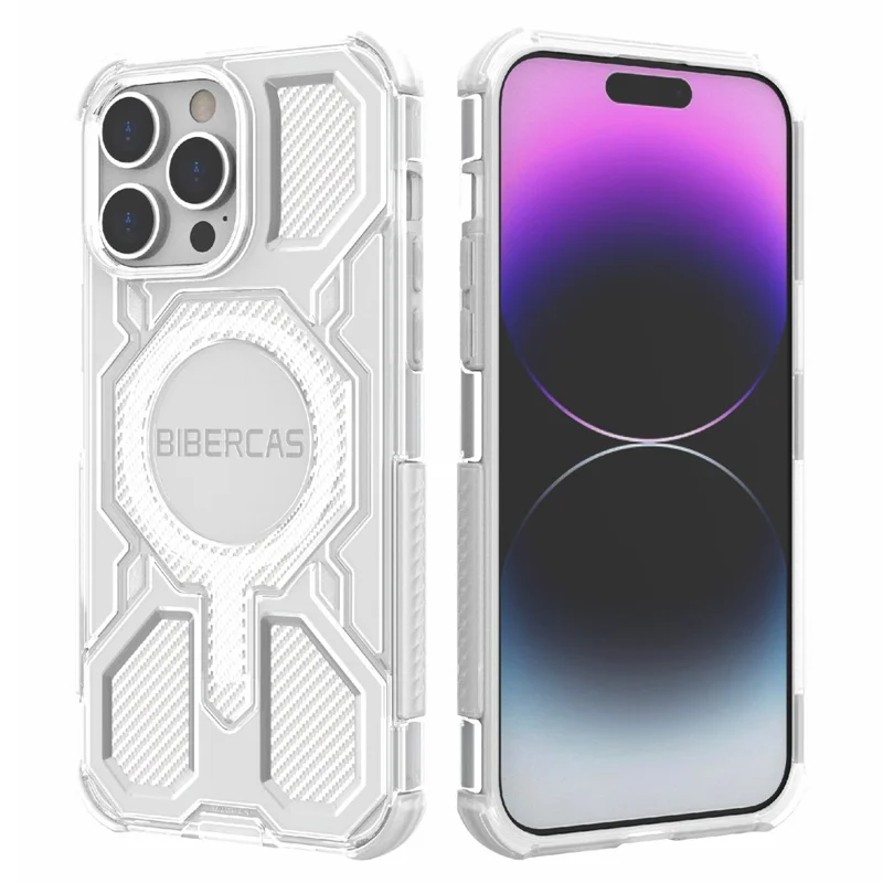 BIBERCAS J-16 Transparent Series For iPhone 14 Pro Case Compatible with MagSafe TPU + PC Phone Cover - Grey