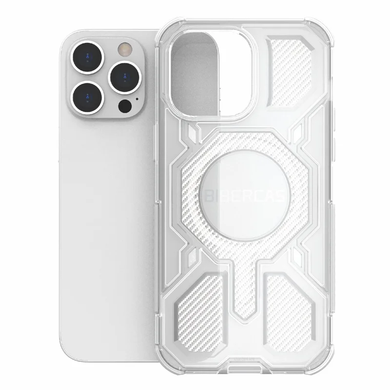 BIBERCAS J-16 Transparent Series For iPhone 14 Pro Case Compatible with MagSafe TPU + PC Phone Cover - Grey