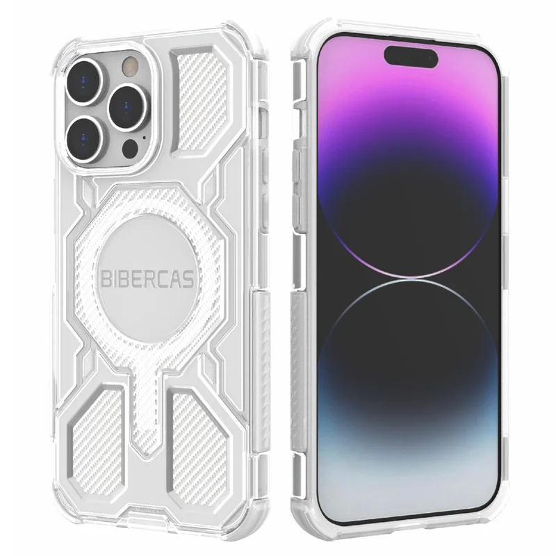 BIBERCAS J-16 Transparent Series For iPhone 14 Pro Max Case Compatible with MagSafe TPU + PC Phone Cover - Grey