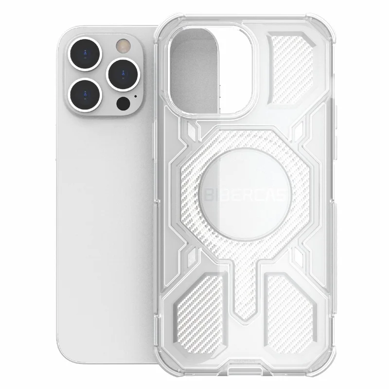 BIBERCAS J-16 Transparent Series For iPhone 14 Pro Max Case Compatible with MagSafe TPU + PC Phone Cover - Grey