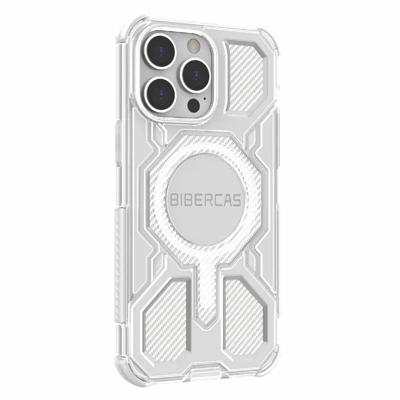 BIBERCAS J-16 Transparent Series For iPhone 14 Pro Max Case Compatible with MagSafe TPU + PC Phone Cover - Grey