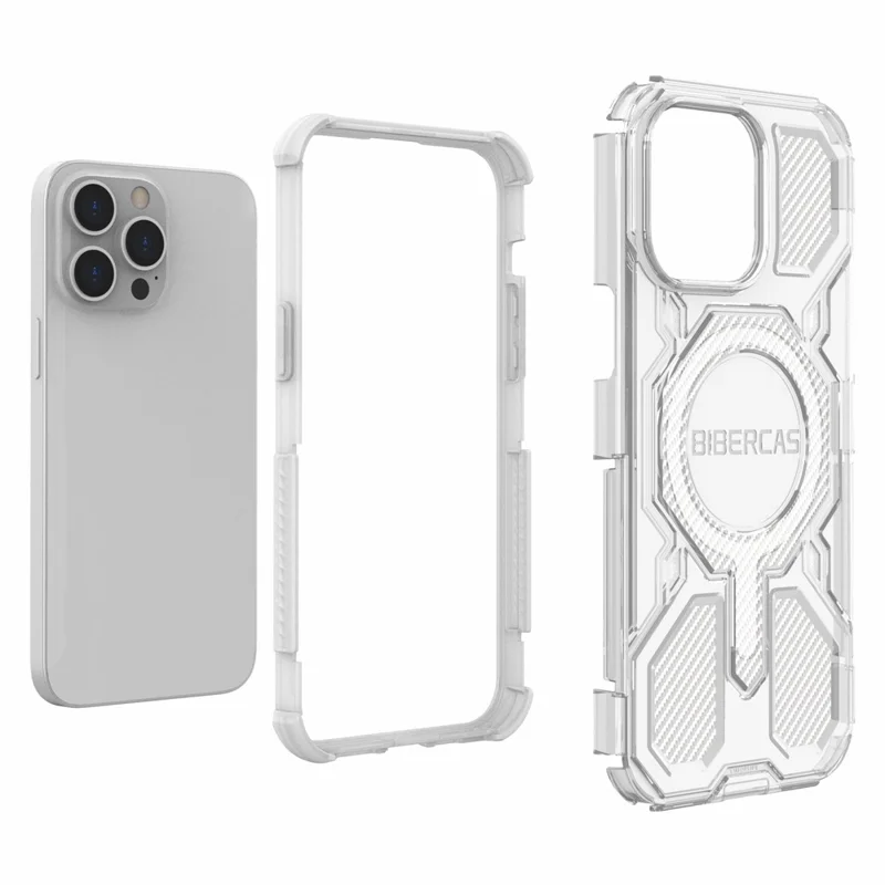 BIBERCAS J-16 Transparent Series For iPhone 14 Pro Max Case Compatible with MagSafe TPU + PC Phone Cover - Grey