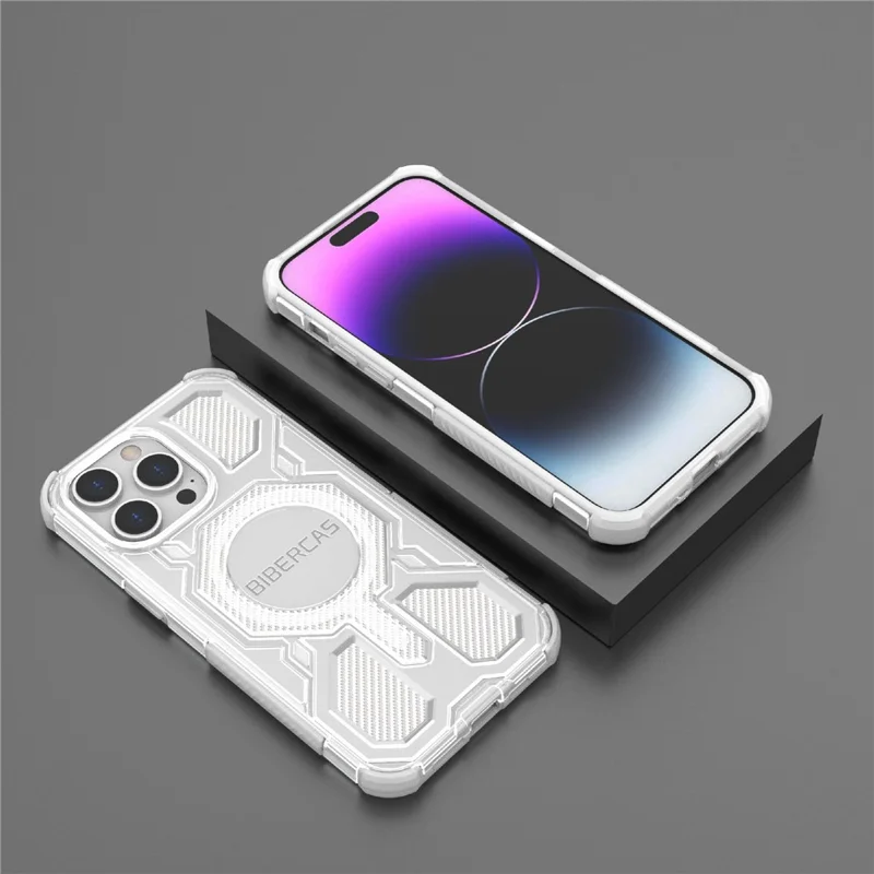 BIBERCAS J-16 Transparent Series For iPhone 14 Pro Max Case Compatible with MagSafe TPU + PC Phone Cover - Grey