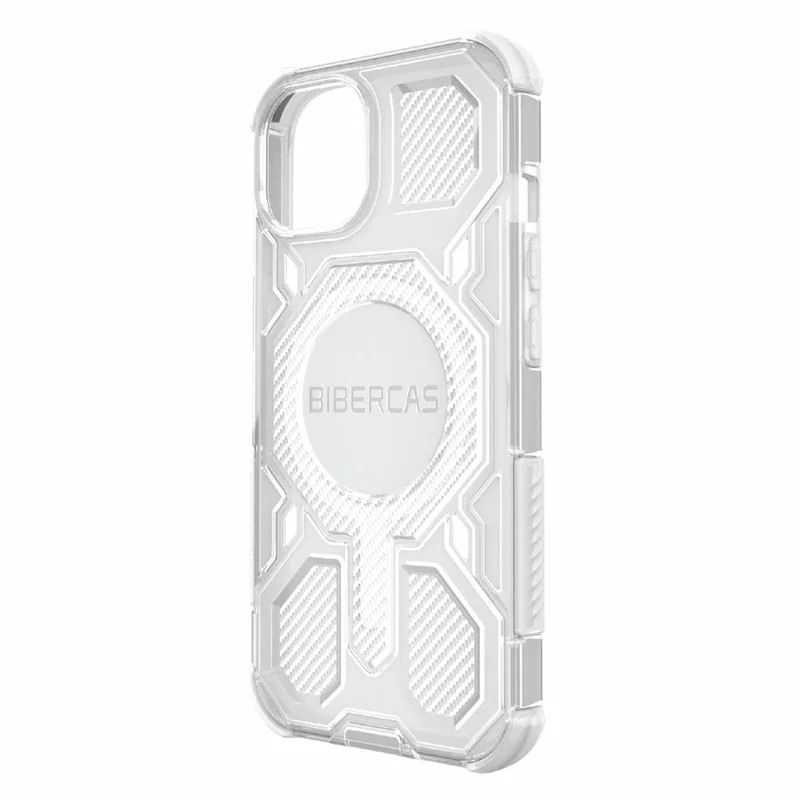 BIBERCAS J-16 Transparent Series For iPhone 15 Case Compatible with MagSafe TPU + PC Phone Cover - Grey
