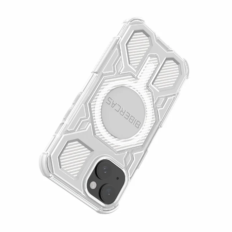 BIBERCAS J-16 Transparent Series For iPhone 15 Case Compatible with MagSafe TPU + PC Phone Cover - Grey