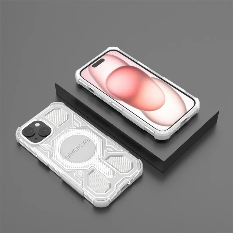 BIBERCAS J-16 Transparent Series For iPhone 15 Case Compatible with MagSafe TPU + PC Phone Cover - Grey