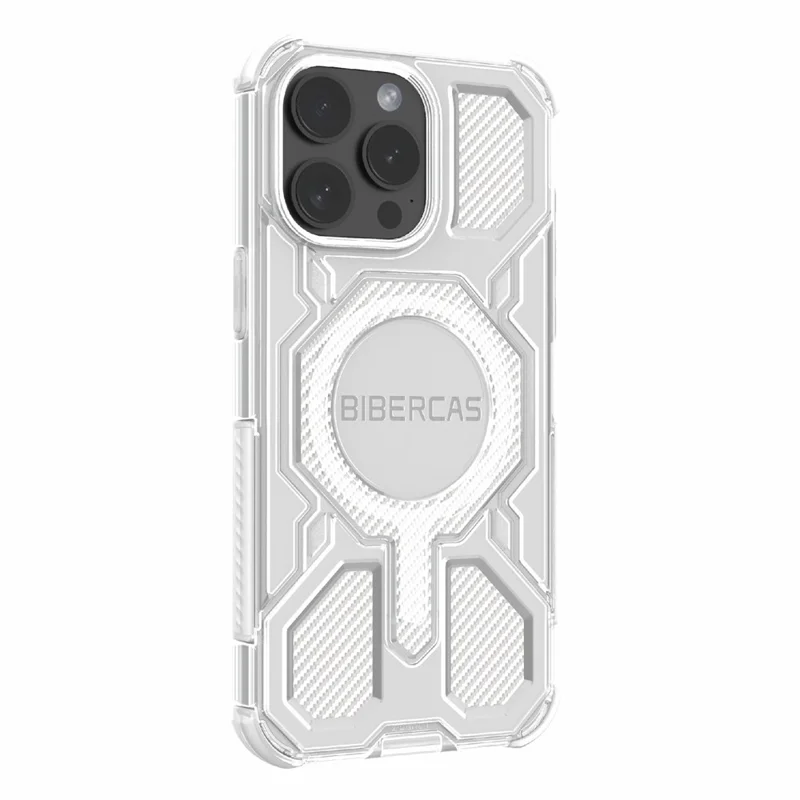 BIBERCAS J-16 Transparent Series For iPhone 15 Pro Max Case Compatible with MagSafe TPU + PC Phone Cover - Grey