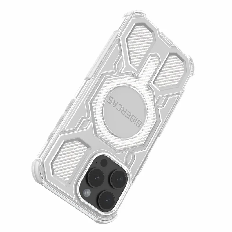 BIBERCAS J-16 Transparent Series For iPhone 15 Pro Max Case Compatible with MagSafe TPU + PC Phone Cover - Grey