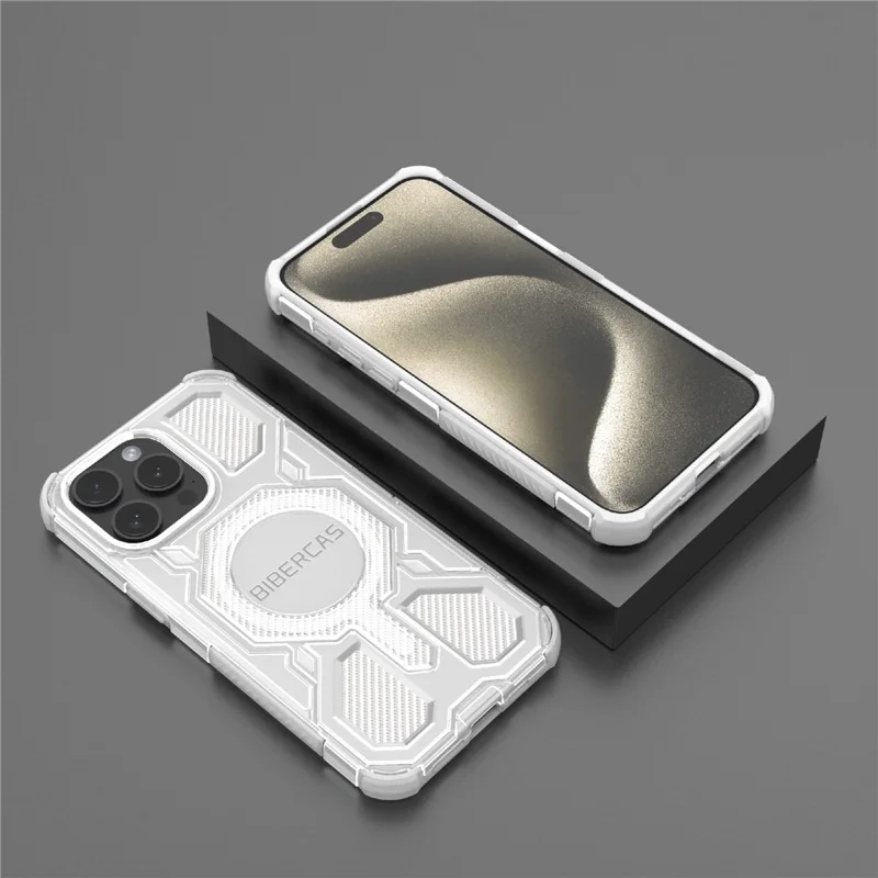 BIBERCAS J-16 Transparent Series For iPhone 15 Pro Max Case Compatible with MagSafe TPU + PC Phone Cover - Grey