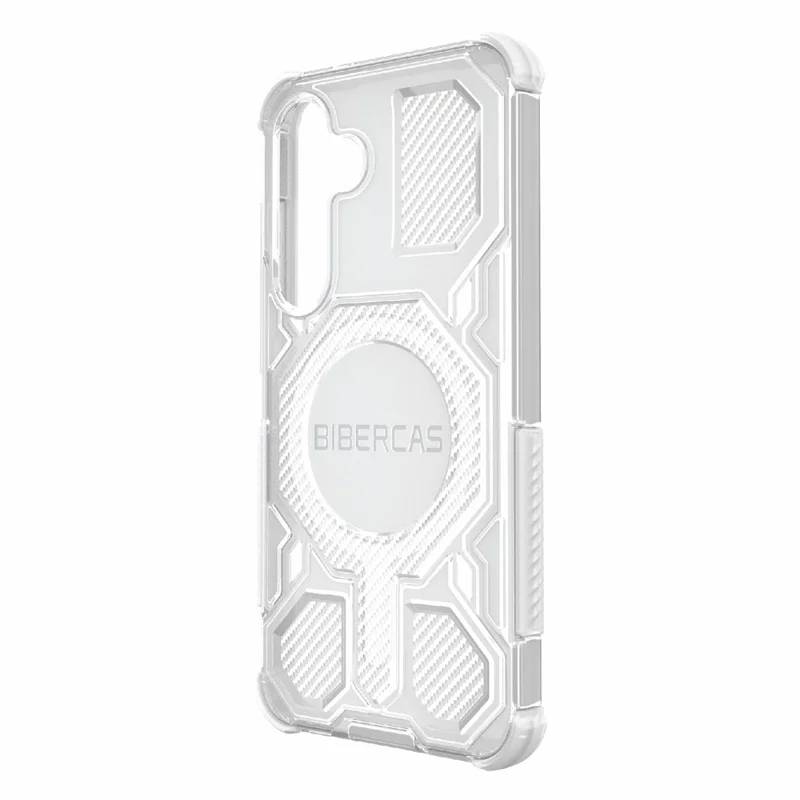 BIBERCAS J-16 Serie Transparente Funda para Samsung Galaxy S25+ Compatible con MagSafe TPU + PC Carcasa para Móvil - Gris