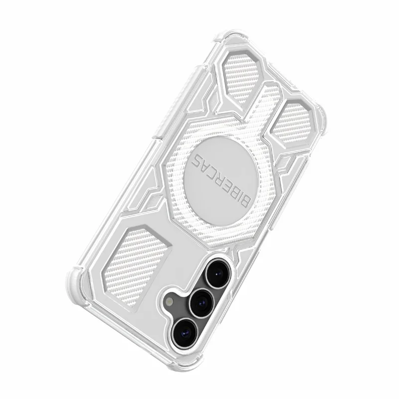 BIBERCAS J-16 Serie Transparente Funda para Samsung Galaxy S25+ Compatible con MagSafe TPU + PC Carcasa para Móvil - Gris