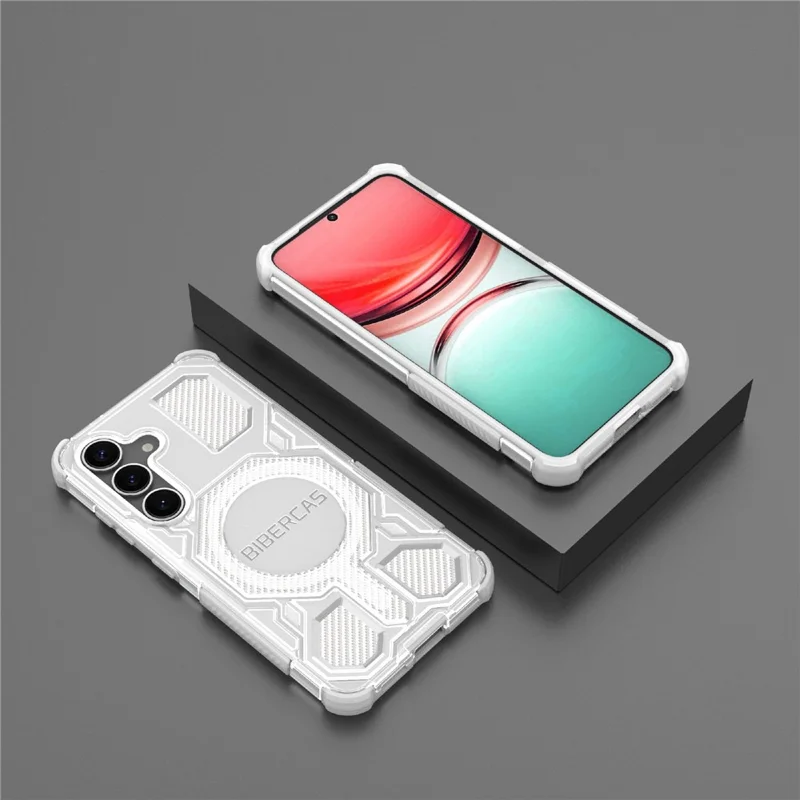 BIBERCAS J-16 Serie Transparente Funda para Samsung Galaxy S25+ Compatible con MagSafe TPU + PC Carcasa para Móvil - Gris