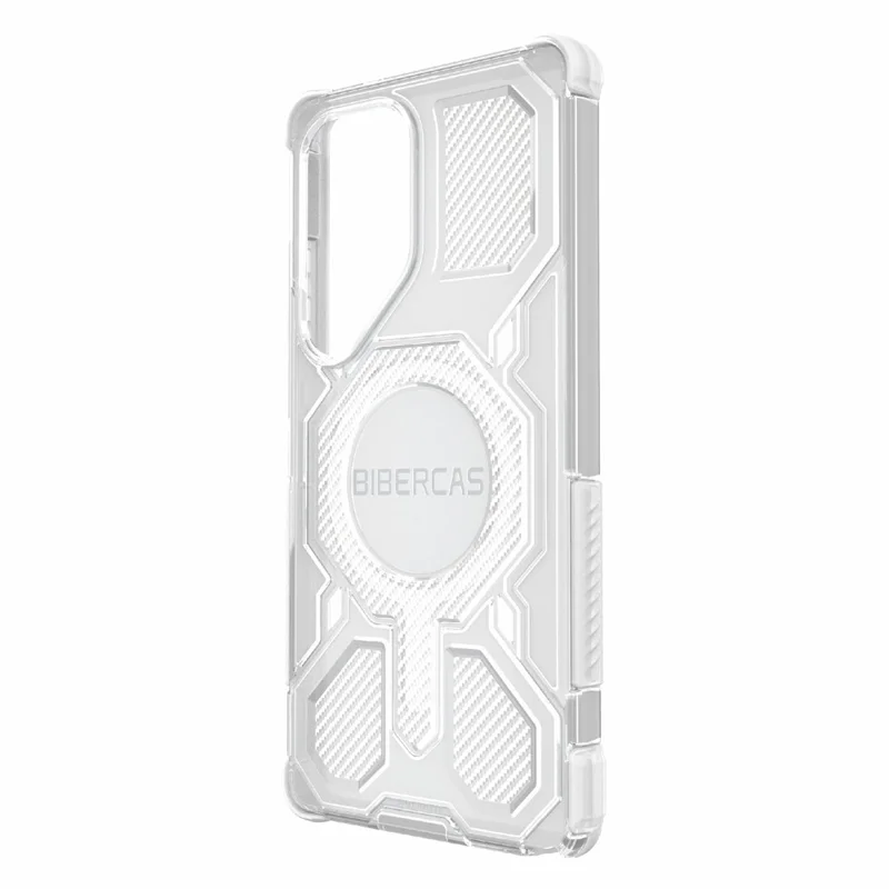 BIBERCAS J-16 Transparente Serie Für Samsung Galaxy S25 Ultra Hülle Kompatibel mit MagSafe TPU + PC Handyhülle - Grau