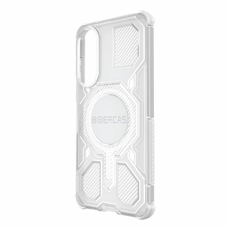 BIBERCAS J-16 Série Transparente para Capa de Telefone Samsung Galaxy S25 Edge Compatível com MagSafe TPU + PC - Cinza