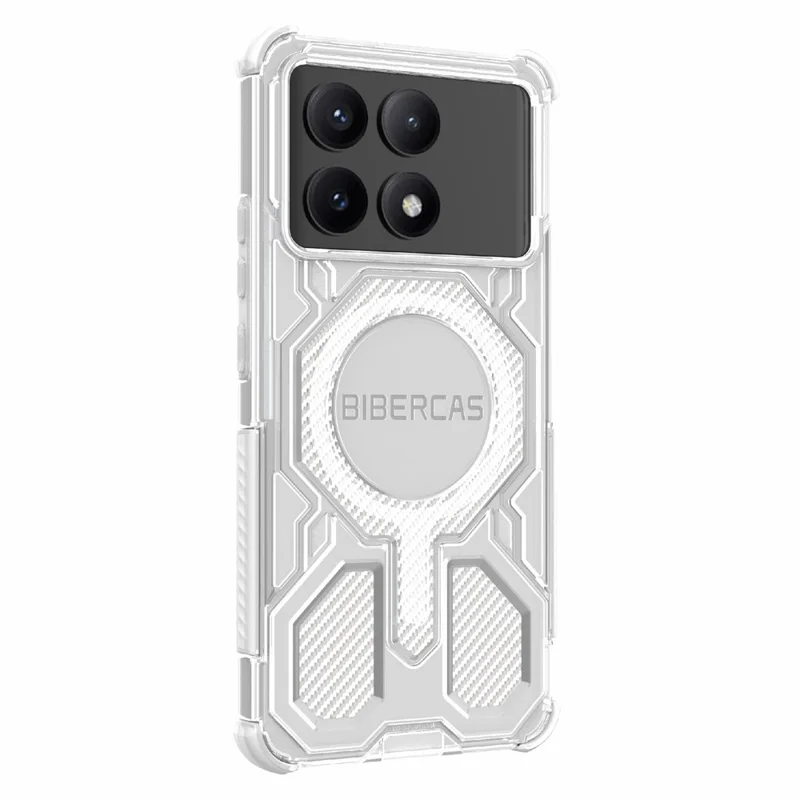 BIBERCAS J-16 Serie Trasparente per Custodia Xiaomi Redmi K70E 5G / Poco X6 Pro 5G Compatibile con MagSafe TPU + PC - Grigio