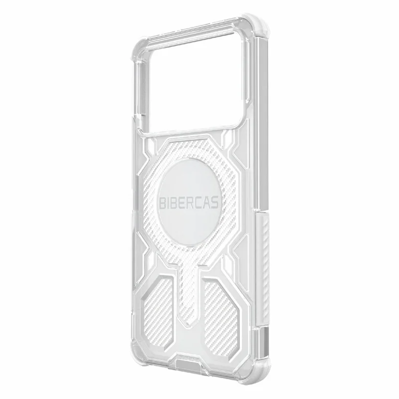 BIBERCAS J-16 Serie Trasparente per Custodia Xiaomi Redmi K70E 5G / Poco X6 Pro 5G Compatibile con MagSafe TPU + PC - Grigio