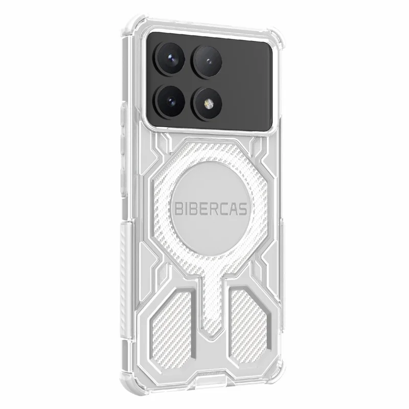 BIBERCAS J-16 Funda Transparente para Xiaomi Poco F6 Pro 5G / Redmi K70 5G / K70 Pro 5G Compatible con MagSafe Cubierta de TPU + PC - Gris