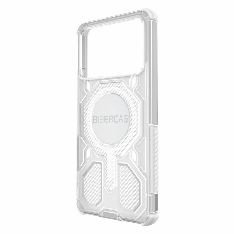 BIBERCAS J-16 Funda Transparente para Xiaomi Poco F6 Pro 5G / Redmi K70 5G / K70 Pro 5G Compatible con MagSafe Cubierta de TPU + PC - Gris