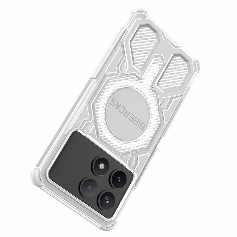 BIBERCAS J-16 Funda Transparente para Xiaomi Poco F6 Pro 5G / Redmi K70 5G / K70 Pro 5G Compatible con MagSafe Cubierta de TPU + PC - Gris