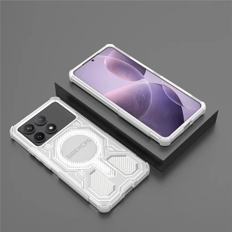 BIBERCAS J-16 Funda Transparente para Xiaomi Poco F6 Pro 5G / Redmi K70 5G / K70 Pro 5G Compatible con MagSafe Cubierta de TPU + PC - Gris