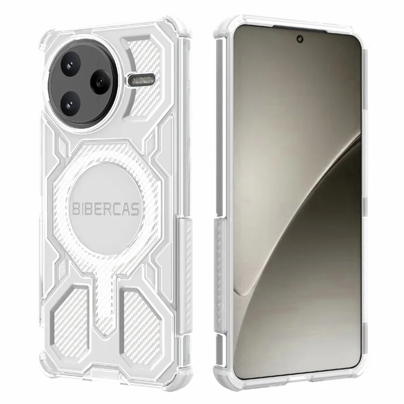 BIBERCAS J-16 Transparente Serie für Xiaomi Poco F7 Ultra 5G / Redmi K80 Pro 5G Hülle, kompatibel mit MagSafe, TPU + PC Handyhülle - Grau
