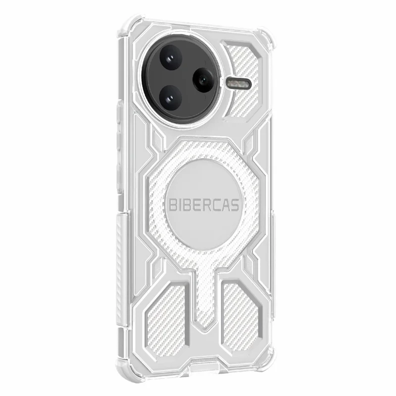 BIBERCAS J-16 Transparente Serie für Xiaomi Poco F7 Ultra 5G / Redmi K80 Pro 5G Hülle, kompatibel mit MagSafe, TPU + PC Handyhülle - Grau