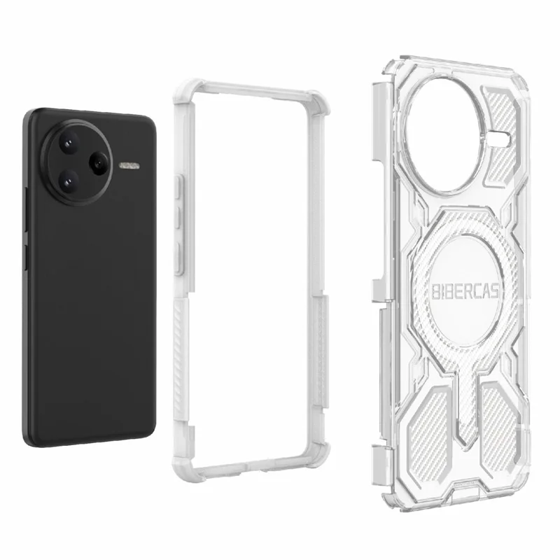 BIBERCAS J-16 Transparente Serie für Xiaomi Poco F7 Ultra 5G / Redmi K80 Pro 5G Hülle, kompatibel mit MagSafe, TPU + PC Handyhülle - Grau