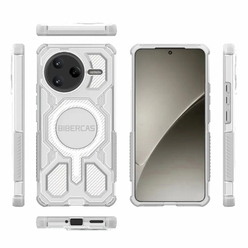 BIBERCAS J-16 Transparente Serie für Xiaomi Poco F7 Ultra 5G / Redmi K80 Pro 5G Hülle, kompatibel mit MagSafe, TPU + PC Handyhülle - Grau