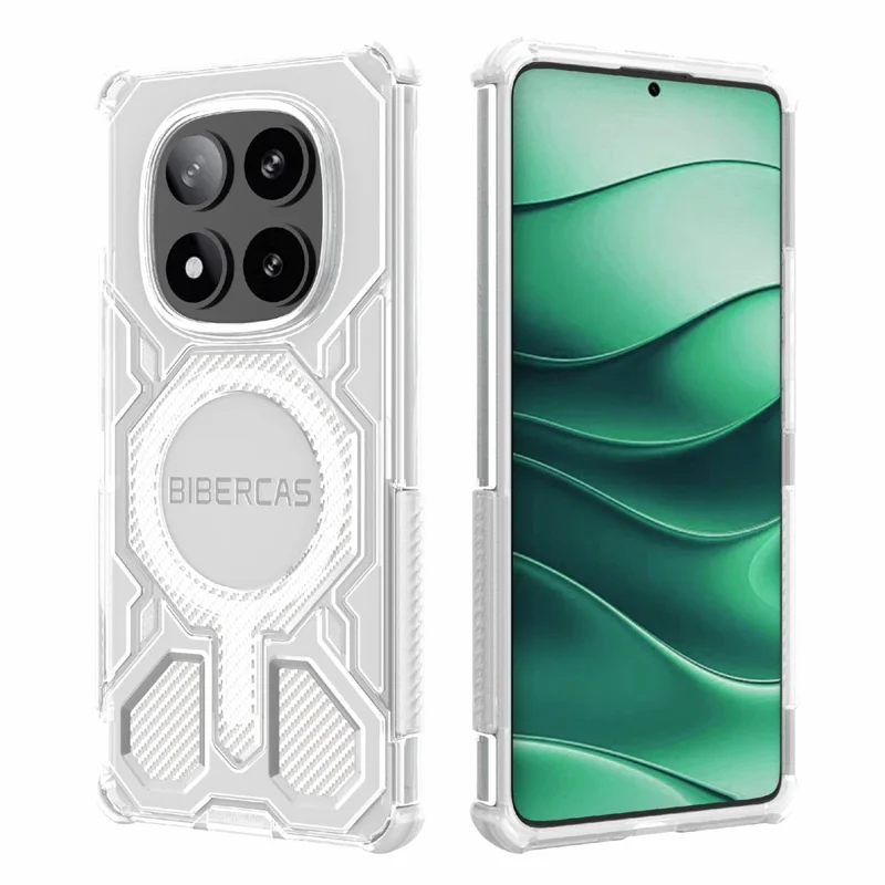 BIBERCAS J-16 Transparent Series For Xiaomi Redmi Note 14 Pro 5G Case Compatible with MagSafe TPU + PC Phone Cover - Grey