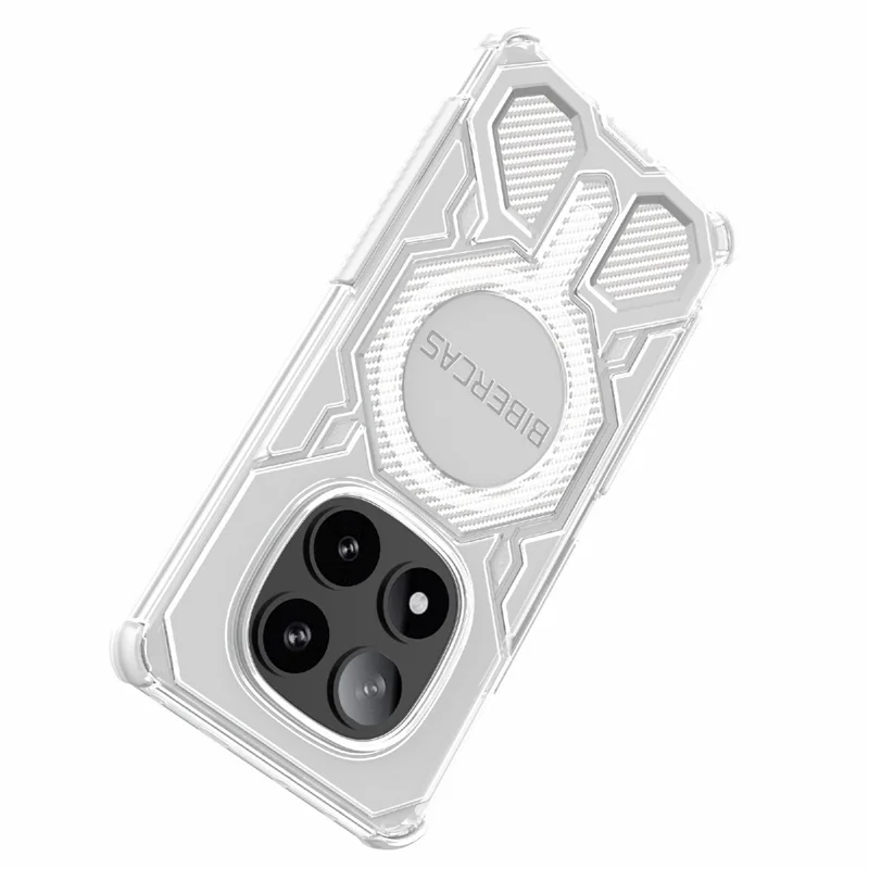 BIBERCAS J-16 Transparent Series For Xiaomi Redmi Note 14 Pro 5G Case Compatible with MagSafe TPU + PC Phone Cover - Grey