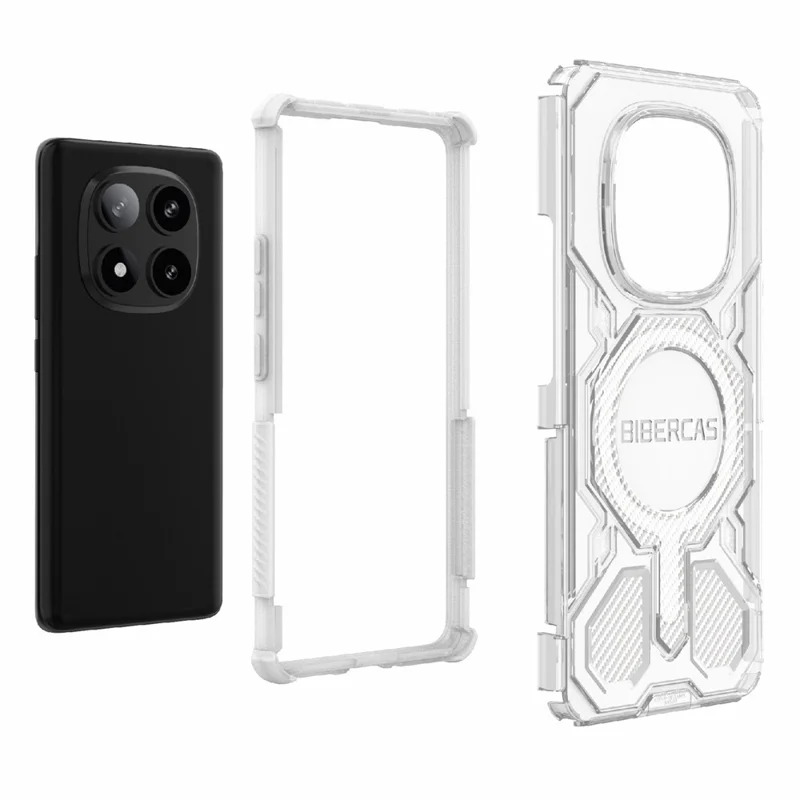 BIBERCAS J-16 Transparent Series For Xiaomi Redmi Note 14 Pro 5G Case Compatible with MagSafe TPU + PC Phone Cover - Grey