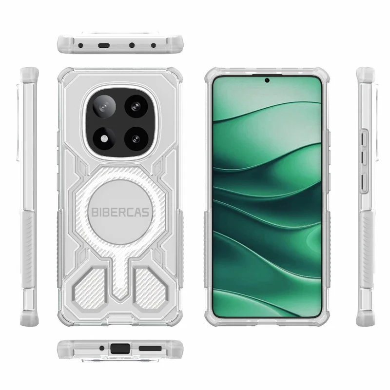 BIBERCAS J-16 Transparent Series For Xiaomi Redmi Note 14 Pro 5G Case Compatible with MagSafe TPU + PC Phone Cover - Grey