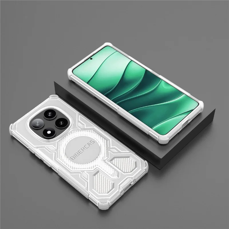 BIBERCAS J-16 Transparent Series For Xiaomi Redmi Note 14 Pro 5G Case Compatible with MagSafe TPU + PC Phone Cover - Grey