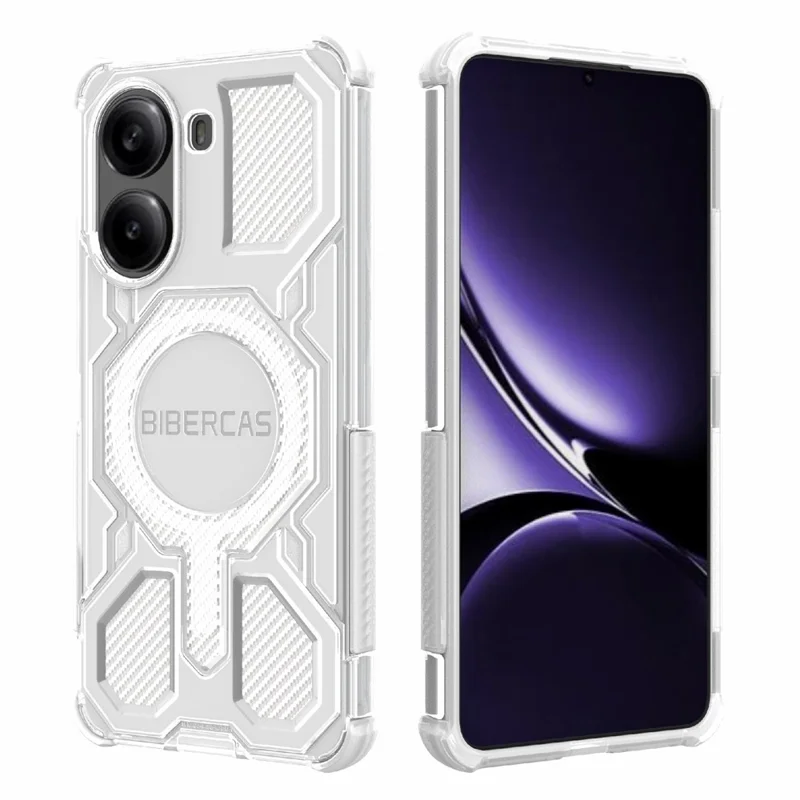 BIBERCAS J-16 Serie Transparente para Xiaomi Redmi Turbo 4 5G / Poco X7 Pro 5G Funda Compatible con MagSafe TPU + PC - Gris