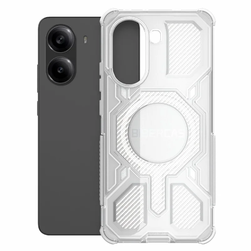 BIBERCAS J-16 Serie Transparente para Xiaomi Redmi Turbo 4 5G / Poco X7 Pro 5G Funda Compatible con MagSafe TPU + PC - Gris